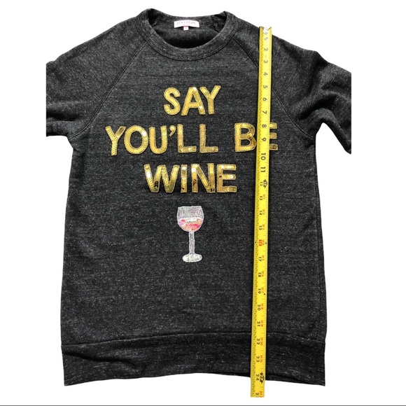 Bow & Drape Dark Gray Gold Sequin Sweatshirt SAY YOU'LL BE WINE Nordstrom - Picture 10 of 11